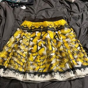 Butterfly Hologram Vibrant Yellow and Black Floral A-Line Skirt Bogota